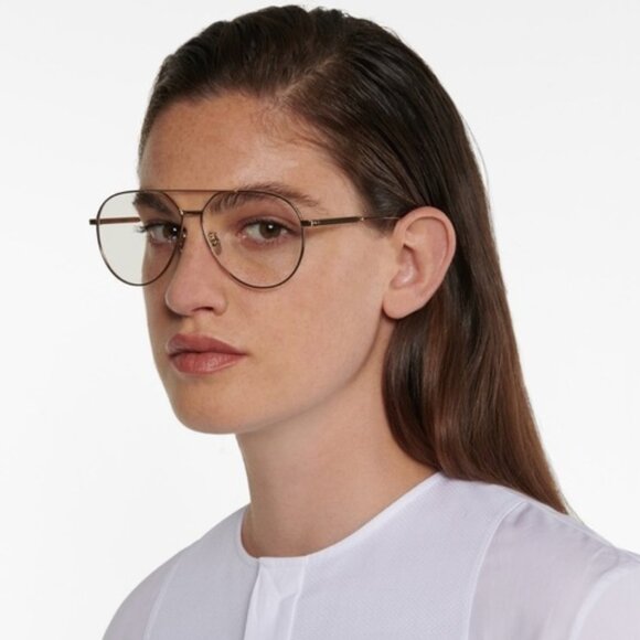 BRAND NEW Dior GEMDIOR A1U B0BB Gold Blue Block Unisex Pilot Eyeglasses - Picture 1 of 12